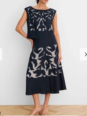 NWT Nic & Zoe Gold Label Antibes Linen Cut Out Top and Skirt Set